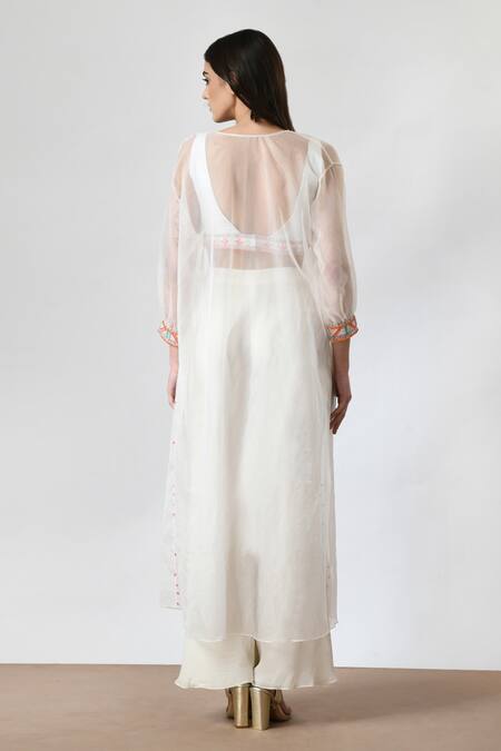 Salt And Spring Beads Embellished Crop Top Pant Set 