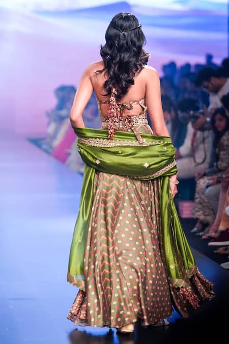 Punit Balana Bandhani & Chevron Print Lehenga Set 