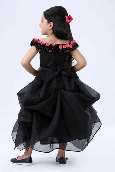 Pinkcow designs pvt ltd Floral Applique Draped Gown 