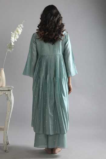 Khat Chanderi Silk Kurta & Flared Pant Set