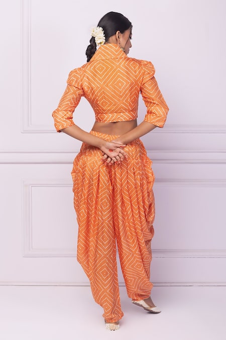 Buy Orange Mulberry Silk Printed Batik Dhoti Pant For Women by Ek Katha  Online at Aza Fashions.