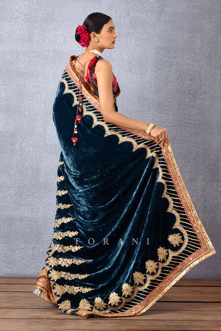 Buy Master Fashion Boutique Embroidered Velvet Women's Saree (Navy Blue,  Free Size) - 137 at Amazon.in