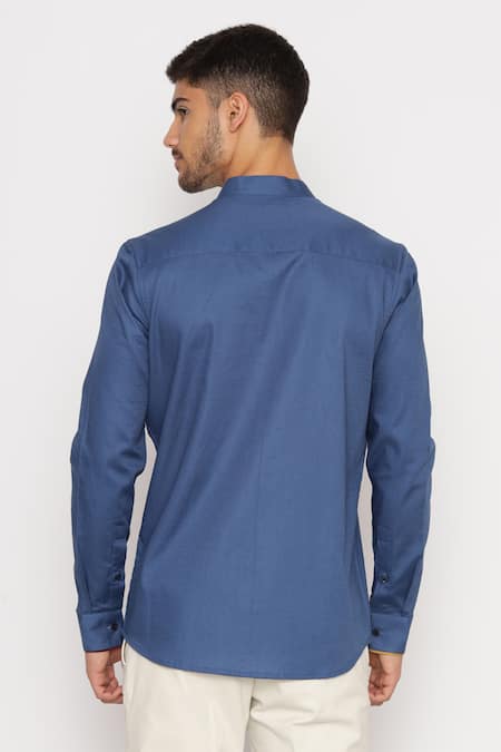 Buy Blue 100% Cotton Colorblock Shirt For Men by Lacquer Embassy
