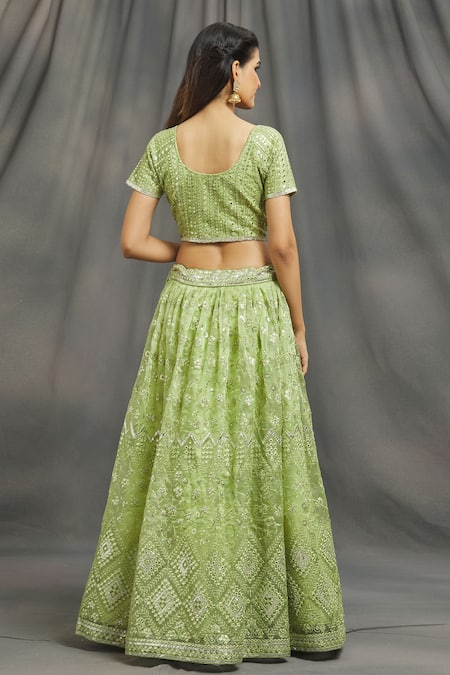 Naintara Bajaj Geometric & Floral Embroidered Lehenga Set 