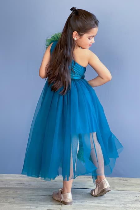 Pinkcow designs pvt ltd Pom Pom Embellished One Shoulder Gown 