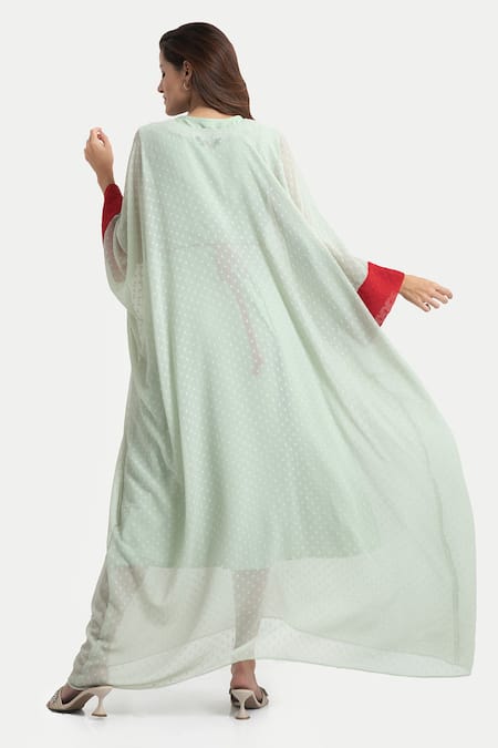 House Of Thl Mawar Contrast Cuff Kaftan Dress 