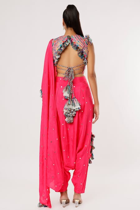 Payal Singhal Mukaish Work Pant Saree With Sleeveless Blouse 