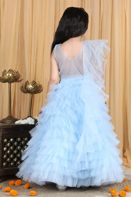 The Little Celebs Stone Embroidered Blouse Lehenga Set 