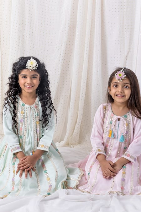 Shop Chotibuti Blue Cotton Mirrors, Gota Patti Embroidered Kurta And Pant Set at Aza Fashions Shop_Chotibuti_Blue Cotton Mirrors, Gota Patti Embroidered Kurta And Pant Set _at_Aza_Fashions