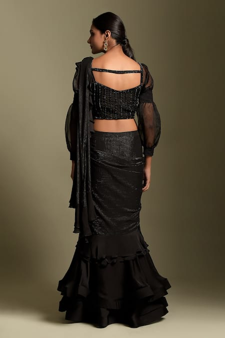 Two Sisters By Gyans Pre-Draped Ruffle Saree With Blouse 