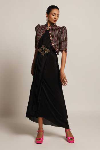 Sejal Kamdar Draped Gown With Short Jacket 