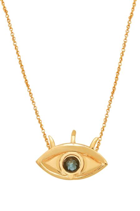 Shop_Esme By Aashna Dalmia_Gold Stone Embellished Eye Pendant _at_Aza_Fashions