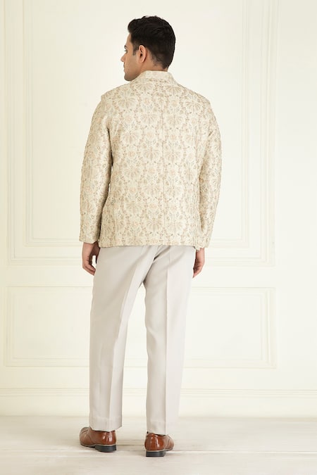 Priyanka Jain Floral Embroidered Bandhgala & Pant Set 