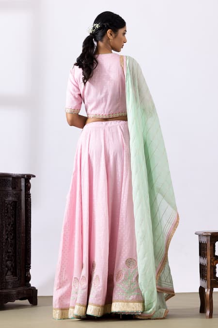 Abbaran Floral Vine Embroidered Lehenga Set 