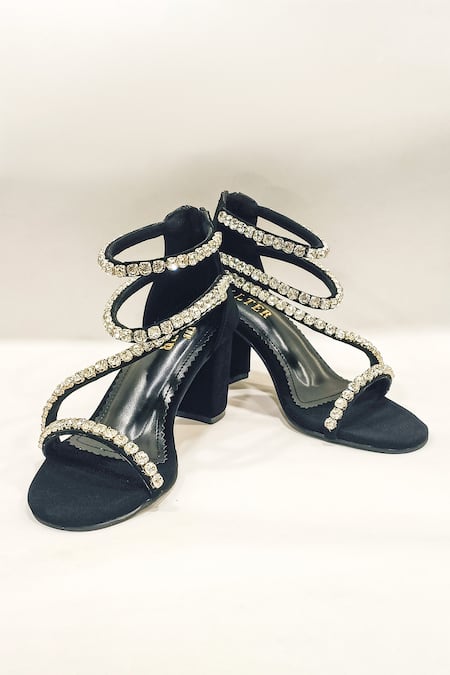 Shop The Alter Black Rhinestones Serena Embellished Heels at Aza Fashions Shop_The Alter_Black Rhinestones Serena Embellished Heels _at_Aza_Fashions