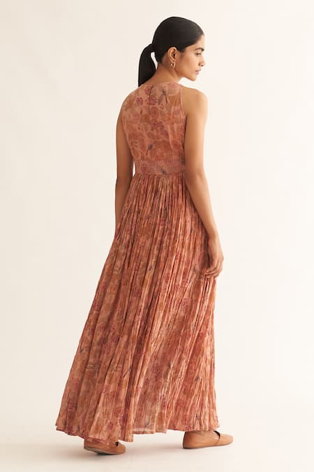 Dot Aswini Floral & Bird Print Anarkali 