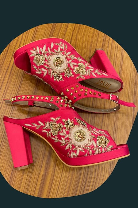 Tiesta Nigaar Stud Embroidered Block Heels 