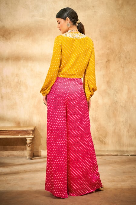 Aditi Somani Gara Embroidered Top And Flared Pant Set 