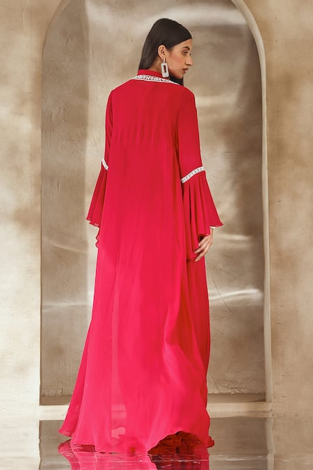 Seema Thukral Embroidered Neckline Jumpsuit & Jacket Set 