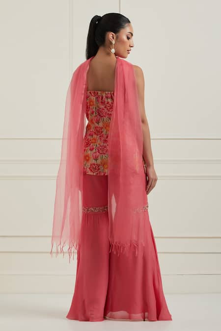 Label Nitisha Floral Print Short Kurta Gharara Set 