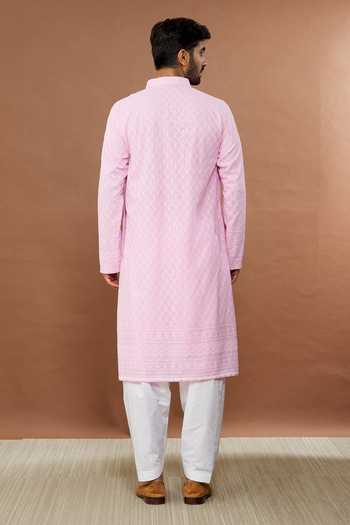 Shop Aham-Vayam Pink , Satin Sequins, Embroidery Mughal Pattern Kurta And Patiala Set at Aza Fashions Shop_Aham-Vayam_Pink , Satin Sequins, Embroidery Mughal Pattern Kurta And Patiala Set _at_Aza_Fashions