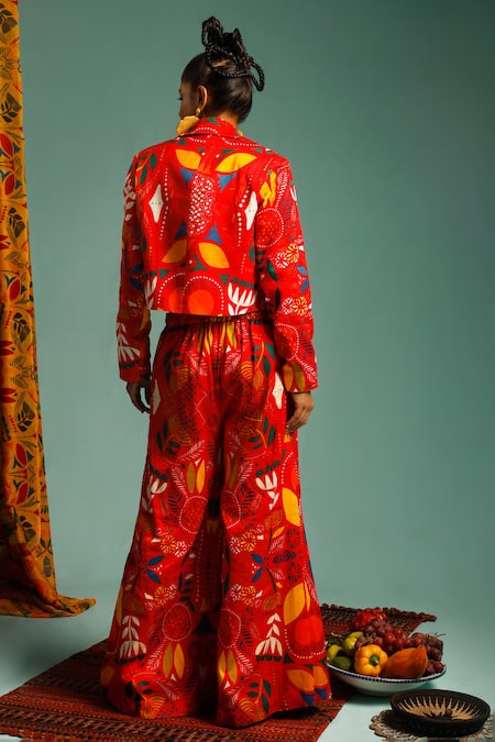 Label Shristi Chetani Floral Print Blazer With Palazzo Set 