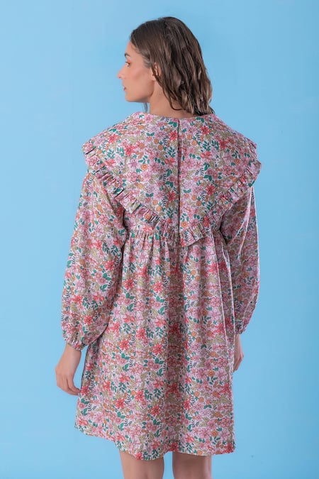 Shop_Fuga_Off White Cotton Round Neck Heart Collared Shift Dress _at_Aza_Fashions