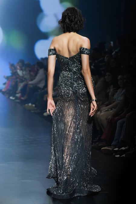 Saisha Shinde Off Shoulder Embroidered Gown 