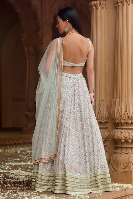 Dheeru Taneja Ziva Mirror Embroidered Bridal Lehenga Set 