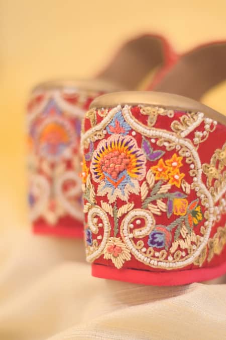 Around Always Avni Embroidered Bridal Wedges 