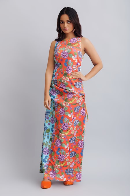 Nautanky Floral Print Sleeveless Dress 