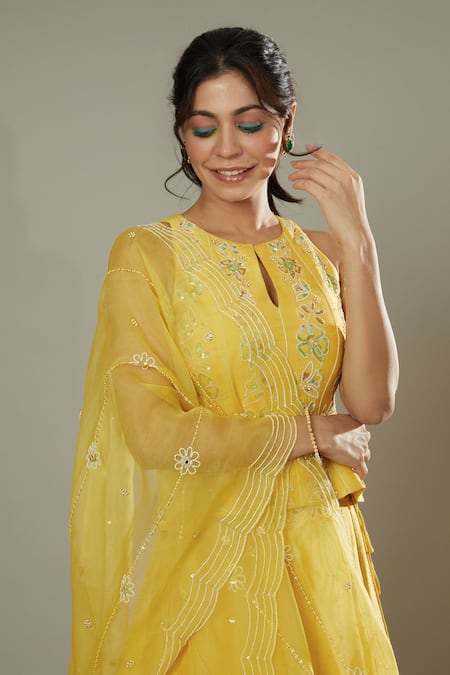 I Am Design Mango Bite Hand Embroidered Bridal Lehenga Set 