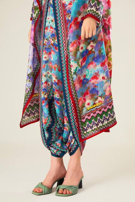 Rajdeep Ranawat_Multi Color Silk Beads, Embroidery Ursa Floral Pattern Jacket And Dhoti Pant Set_at_Aza_Fashions