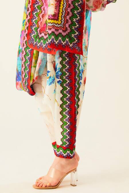 Buy Rajdeep Ranawat Multi Color Silk, Lycra Embroidery Tamara Floral Pattern Pant Saree With Blouse Buy_Rajdeep Ranawat_Multi Color Silk, Lycra Embroidery Tamara Floral Pattern Pant Saree With Blouse