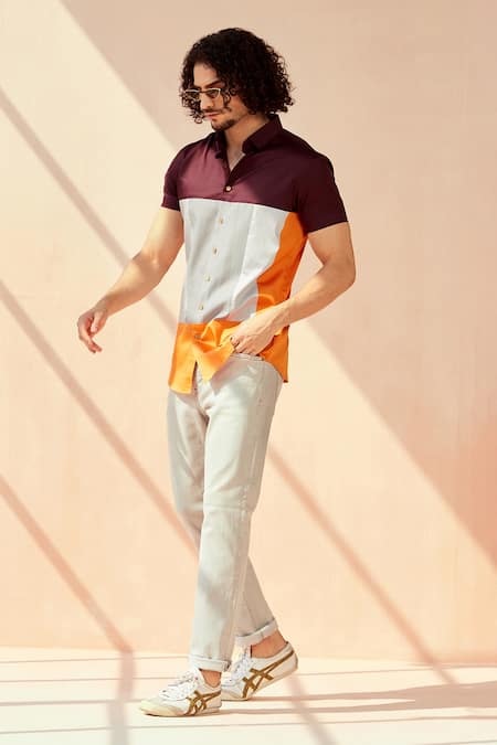 Shop_Seven_Multi Color Cotton Satin Fresh Of The Block Shirt_Online_at_Aza_Fashions