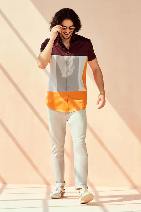 Seven_Multi Color Cotton Satin Fresh Of The Block Shirt_at_Aza_Fashions