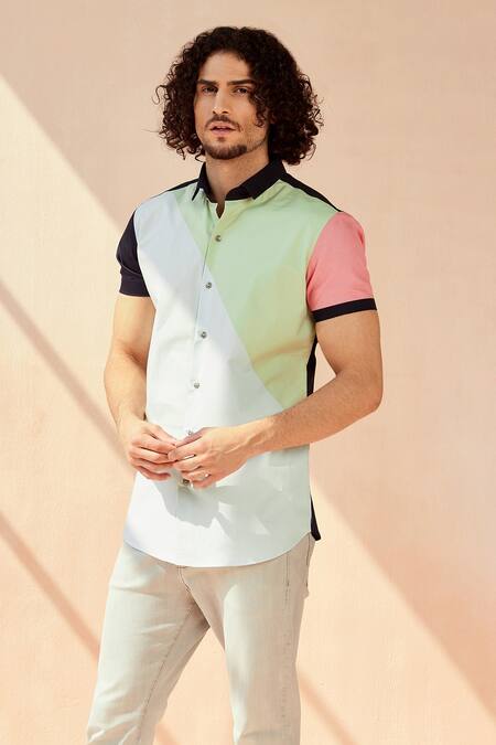 Shop_Seven_Multi Color Cotton Satin Striped Light Strike Shirt_Online_at_Aza_Fashions