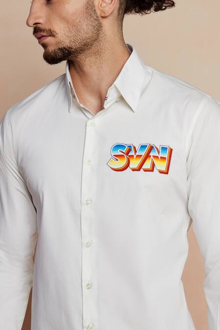 Shop_Seven_White Cotton Satin Arcade Cuff Sleeve Shirt _Online_at_Aza_Fashions