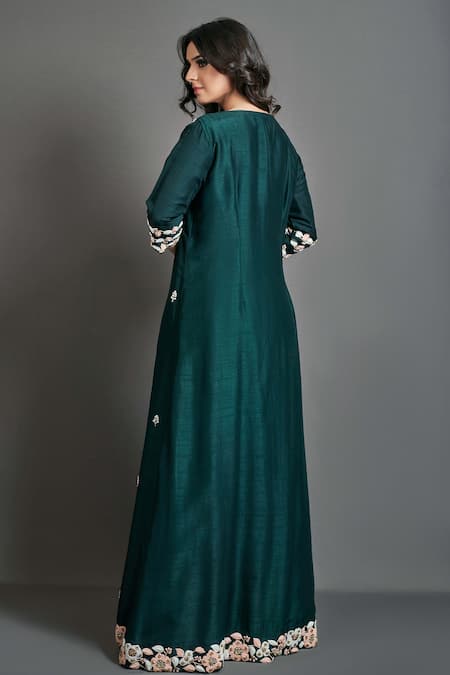 Suruchi Parakh Tussar Silk Jacket & Pant Set 