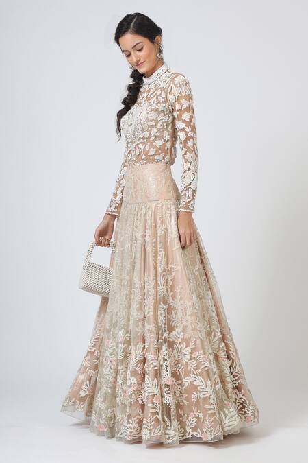 Geisha Designs Beige Embroidered Lehenga Set Online at Aza Fashions Geisha Designs_Beige Embroidered Lehenga Set _Online_at_Aza_Fashions