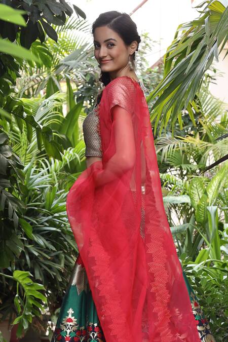 Geisha Designs Multi Color Brocade Lehenga Set Online at Aza Fashions Geisha Designs_Multi Color Brocade Lehenga Set _Online_at_Aza_Fashions