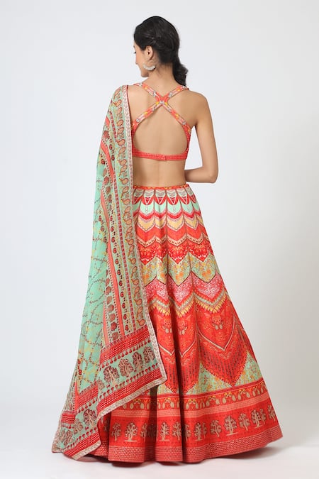 Geisha Designs Printed Lehenga Set 