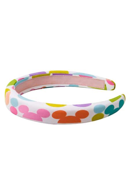 Hair Drama CO_White Printed Cartoon Motif Puff Headband_Online_at_Aza_Fashions