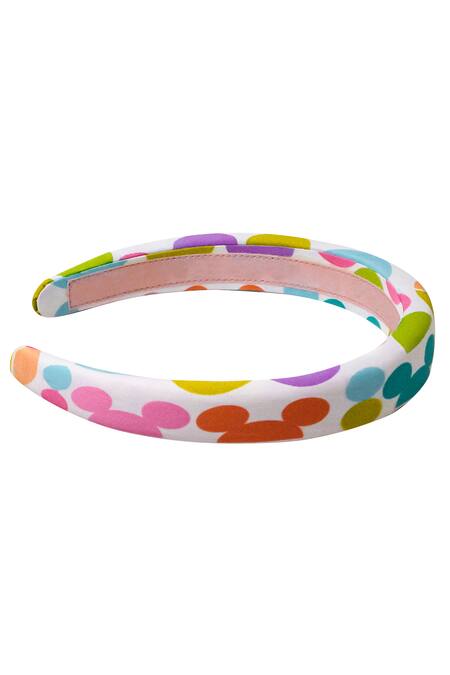 Buy_Hair Drama CO_White Printed Cartoon Motif Puff Headband_Online_at_Aza_Fashions