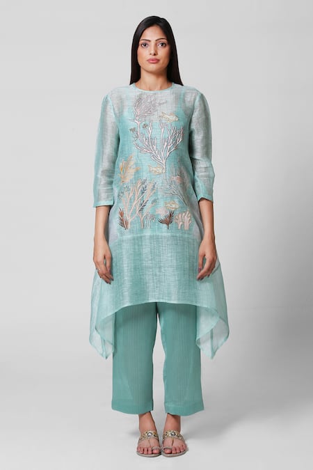 Oja Linen Silk Kurta & Pant Set 