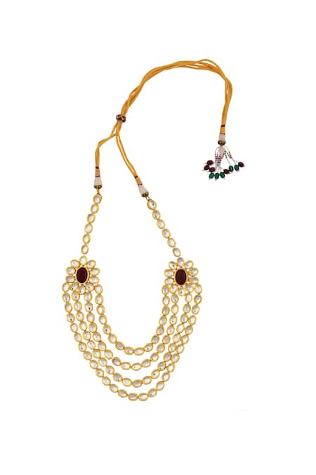 Shop Posh By Rathore Gold Plated Kundan Floral Necklace Set at Aza Fashions Shop_Posh By Rathore_Gold Plated Kundan Floral Necklace Set _at_Aza_Fashions