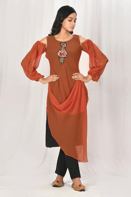kurti design with cold shoulder sleeves cutting and stitching - YouTube