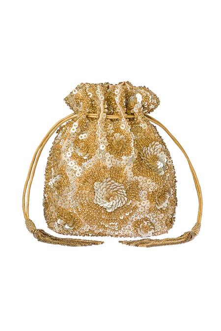 Shop Lovetobag Gold Embroidered Potli at Aza Fashions Shop_Lovetobag_Gold Embroidered Potli_at_Aza_Fashions
