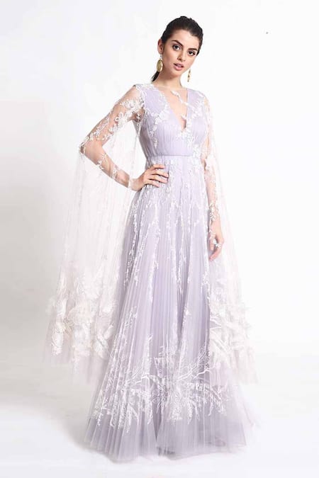 Geisha Designs Purple Nylon Embroidery Thread And Sequin Round Dani Serene Gown