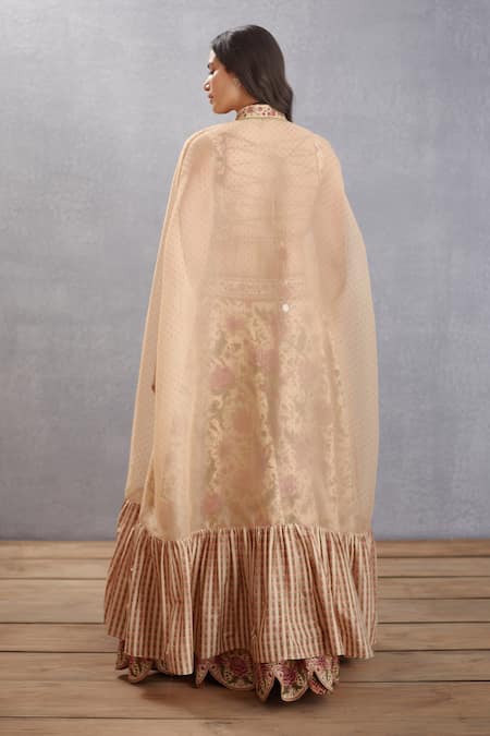 Shop Torani Beige Chintz Chogha Open Kasturi Mumtaz Lehenga Set at Aza Fashions Shop_Torani_Beige Chintz Chogha Open Kasturi Mumtaz Lehenga Set _at_Aza_Fashions